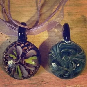 2 Gorgeous Blown Glass Pendants, Both for $19